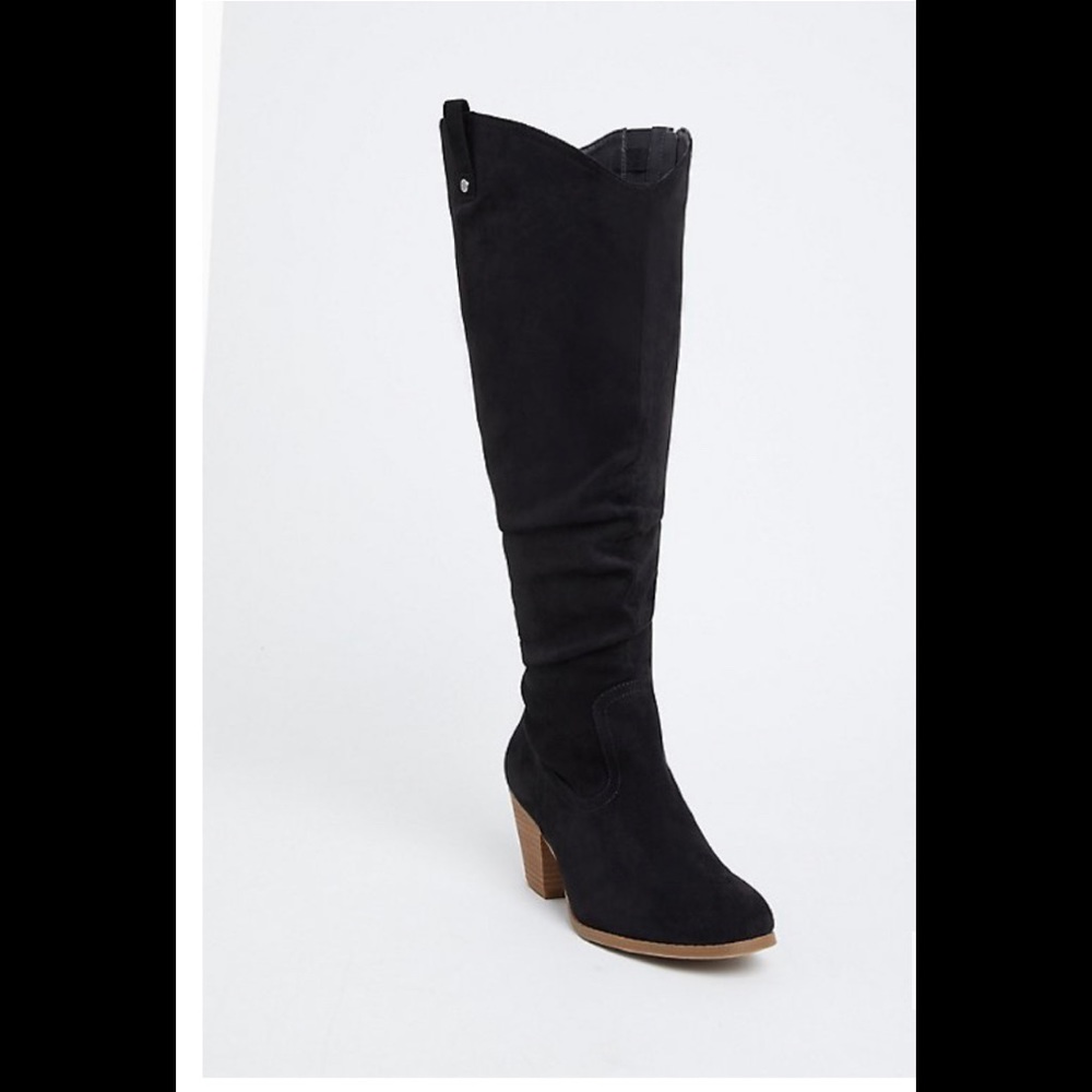 TORRID NWT BLACK FAUX SUEDE WESTERN KNEE-HIGH BOOT (WW & WIDE TO EXTRA WIDE CALF
